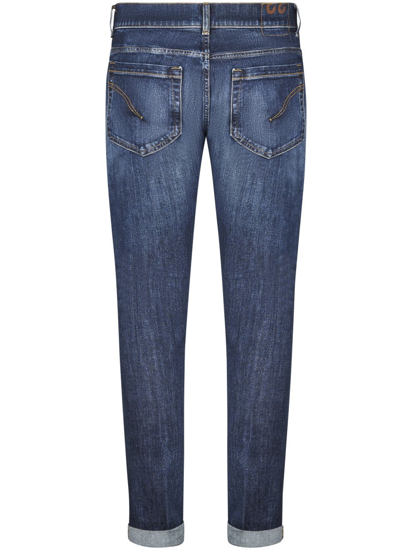 Dondup Slim Fit Denim Trousers With Five-Pocket Design And Rolled Cuffs