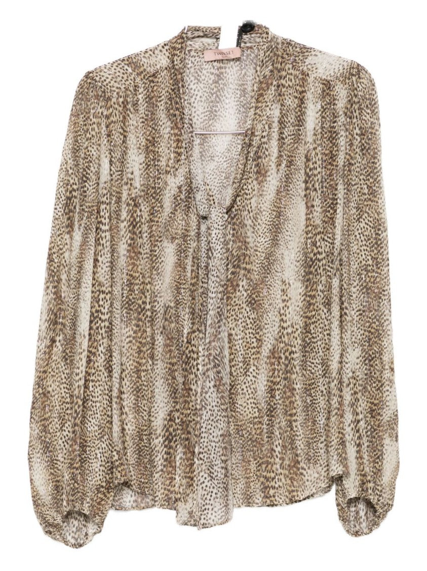 Twin-Set Flowing Blouse With High Neckline