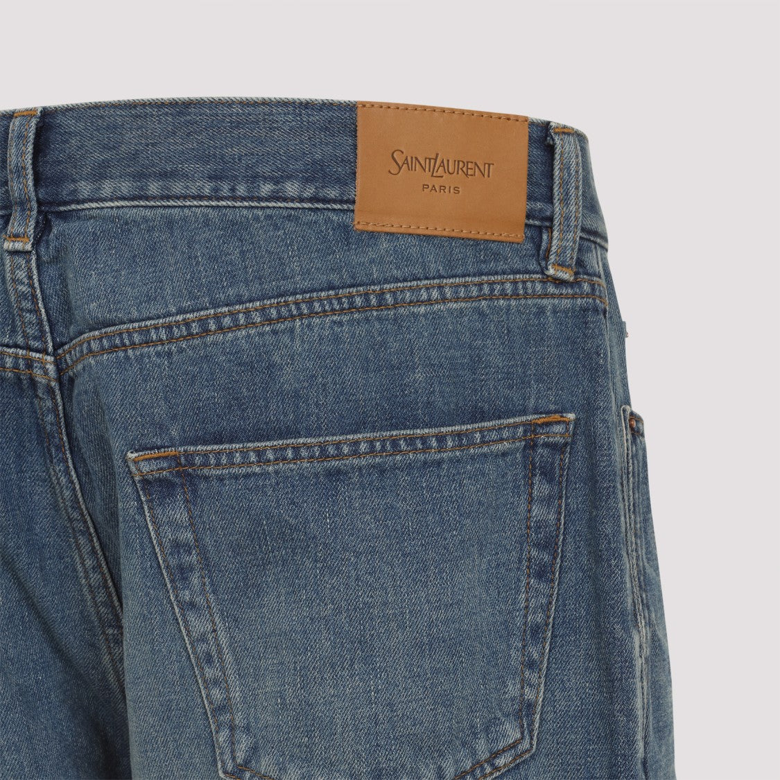 Saint Laurent Straight-Leg Denim Jeans In Medium Blue Wash