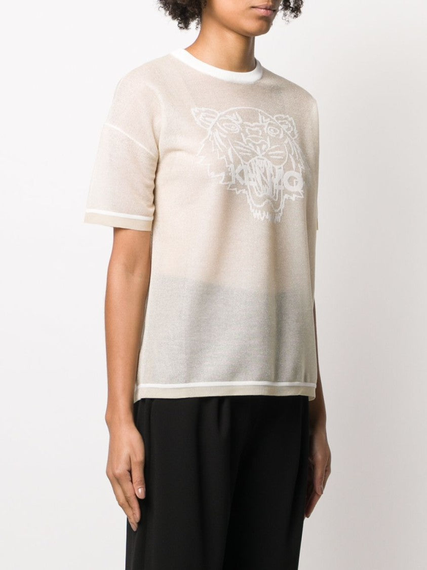Kenzo Tiger Logo Mesh Knitted T-Shirt