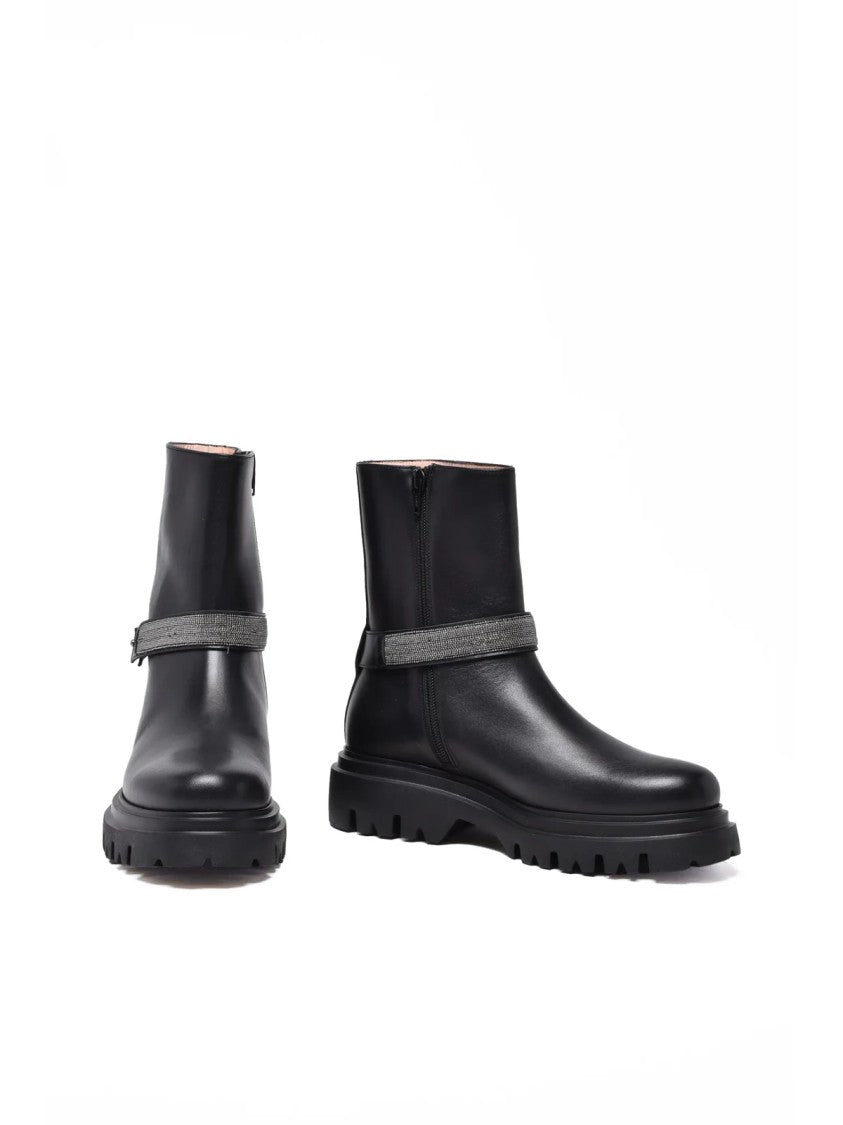 Fabiana Filippi Black Leather Biker Boots