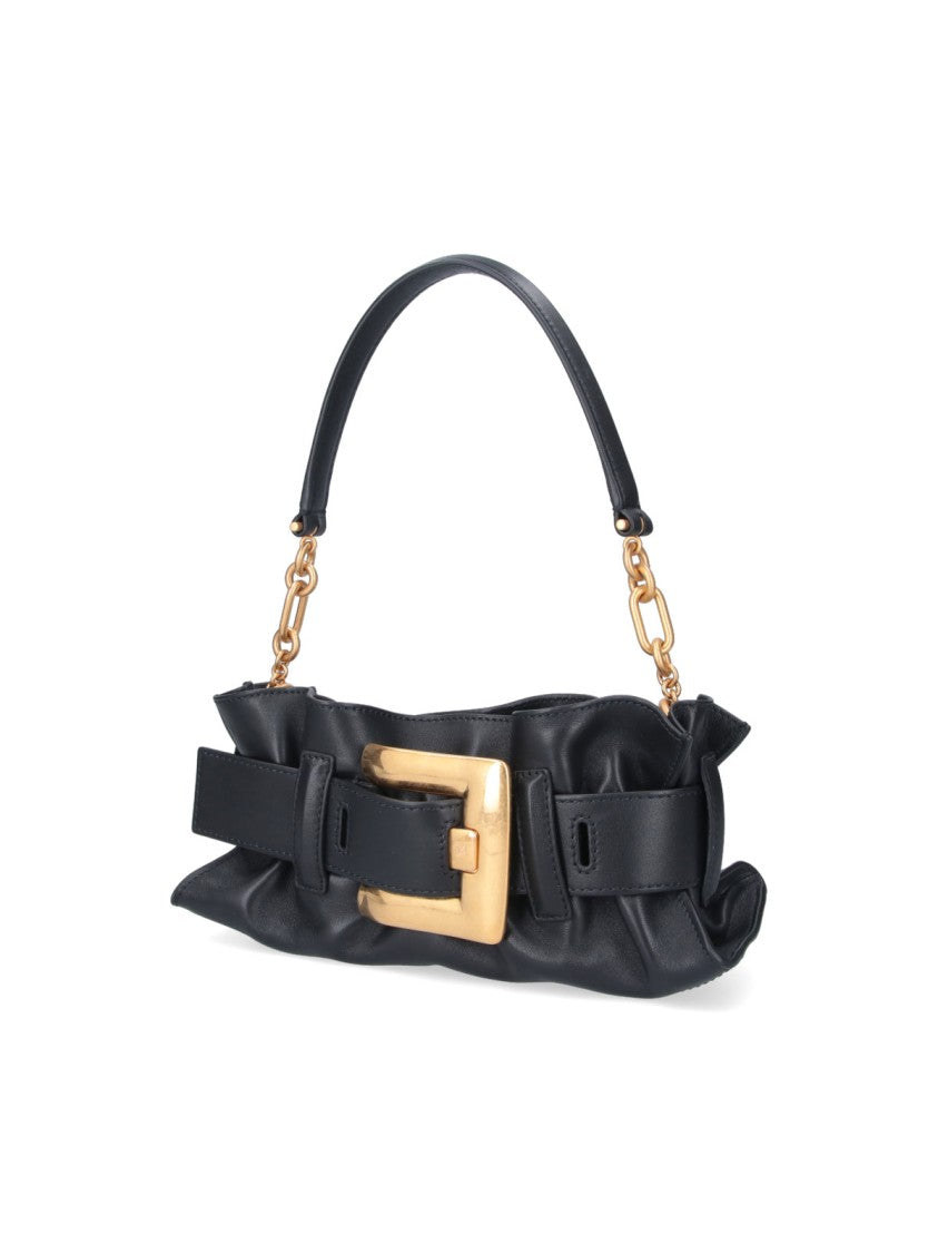 Balmain Black Anthem Mini Handbag Gold-Tone Buckle