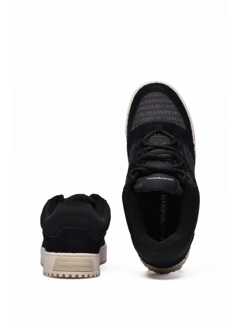 Emporio Armani Black Low-Top Leather Sneakers