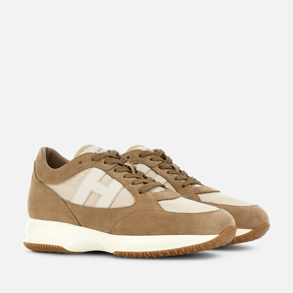 Hogan Interactive Lace-Up Sneakers In Calfskin And Nylon