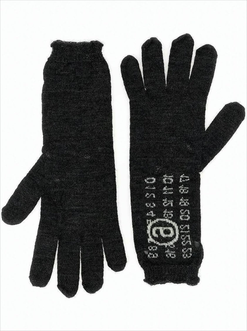 Mm6 By Maison Margiela Knitted Wool Gloves With Numeric Pattern