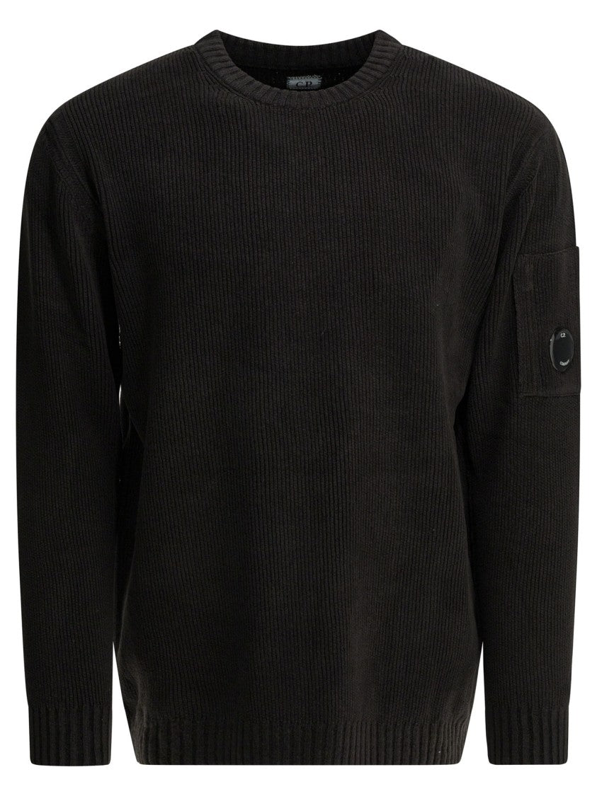C.P. Company Ribbed Knit Sweater With Unique Lens Detail
