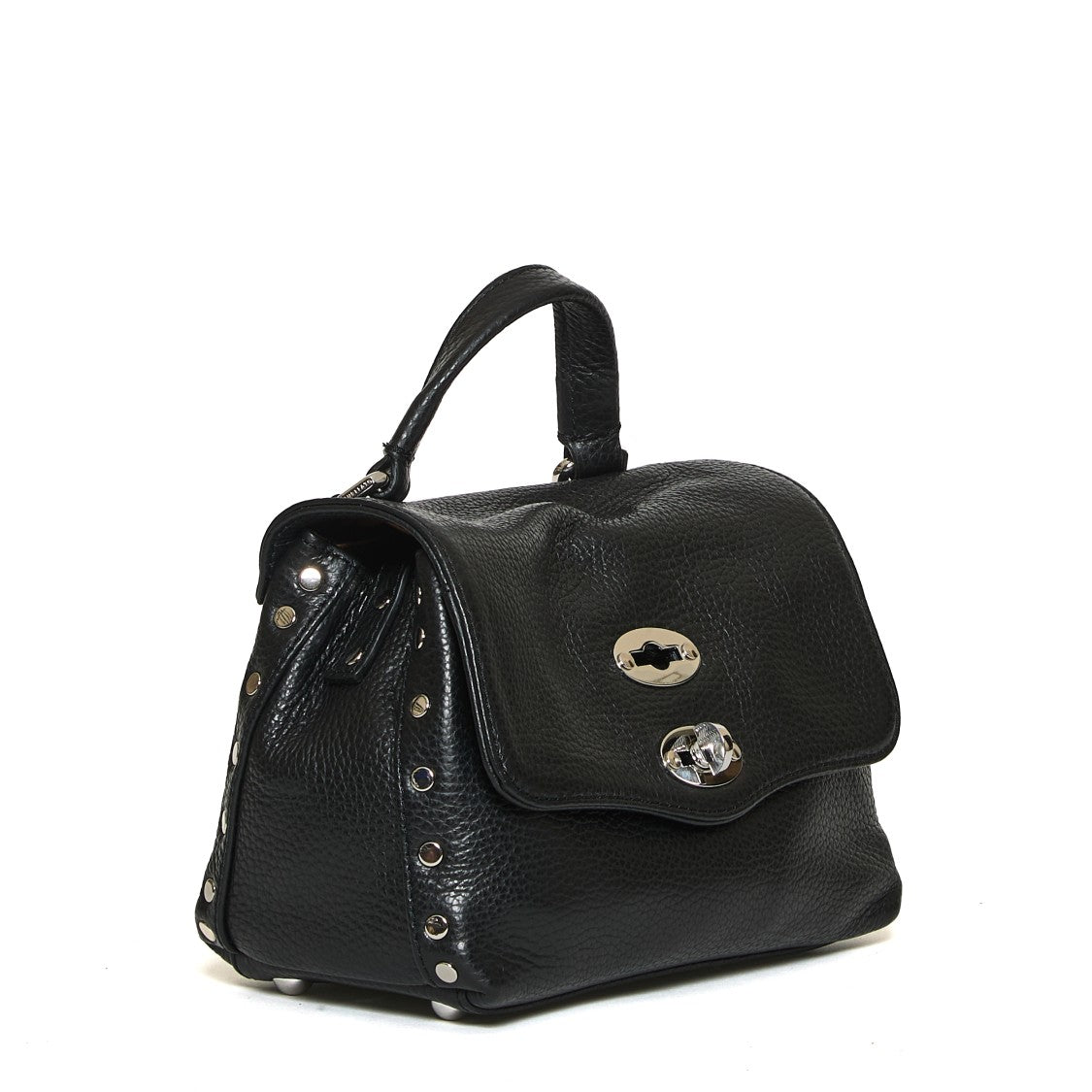 Zanellato Structured Textured Leather Handbag With Flap Closure