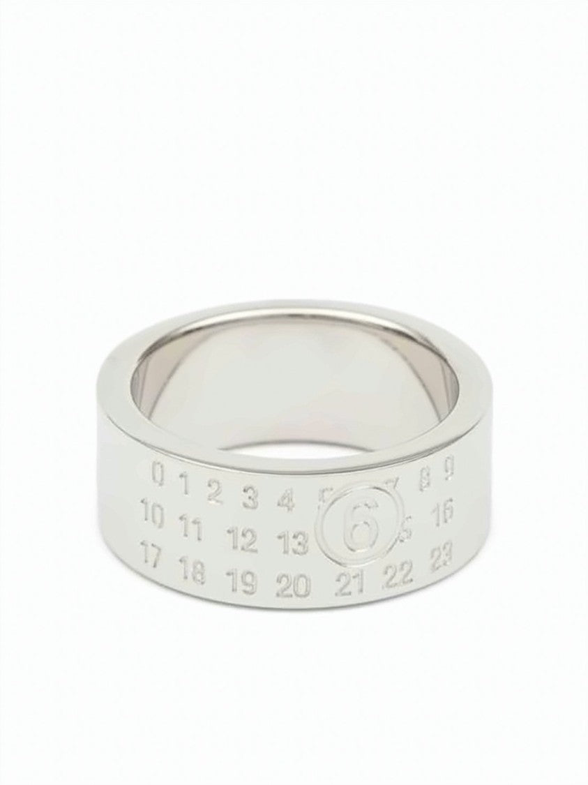 Mm6 By Maison Margiela Polished Brass Ring With Engraved Number Detail