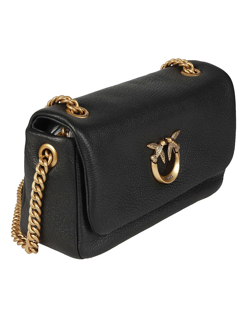 Pinko Click Soft Horizontal Sheepskin Chain Shoulder Bag