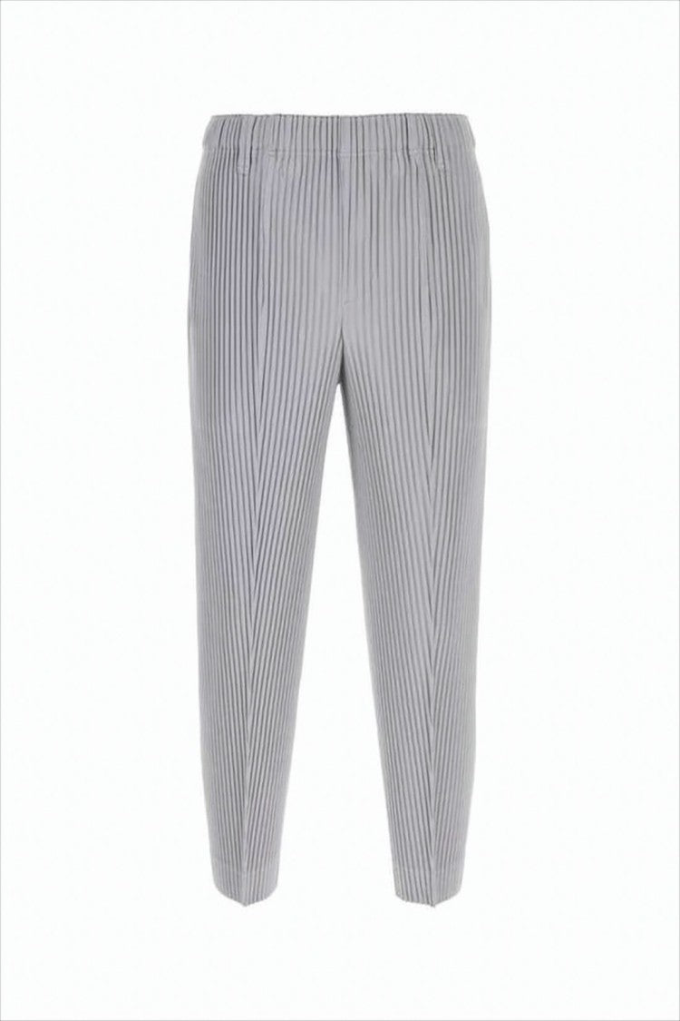 Homme Plissé Issey Miyake Pleated Grey Jogger Pants With Tapered Fit