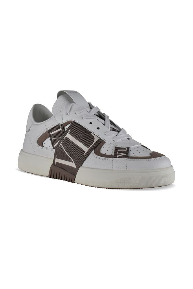 Valentino Garavani White And Beige Leather Sneakers