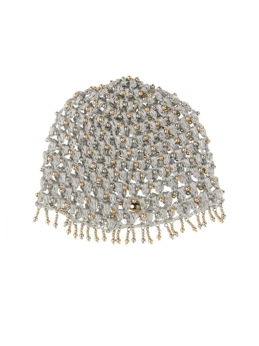 Rabanne Textured Knit Hat With Decorative Beads