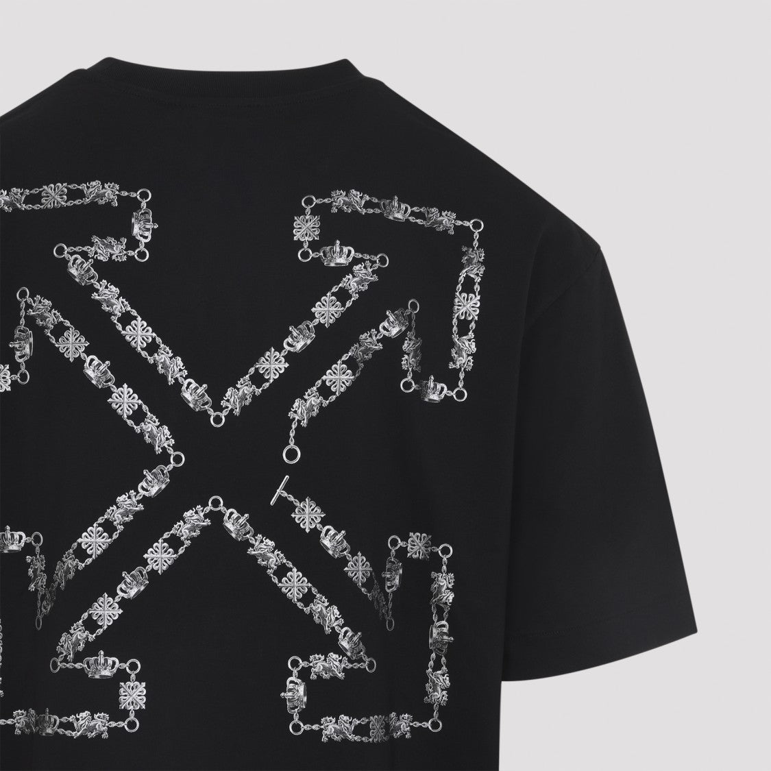 Off-White Black Cotton T-Shirt With Graphic Back Design