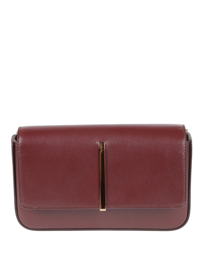 Tod's Rectangular Burgundy Bag With Gold-Tone Bar