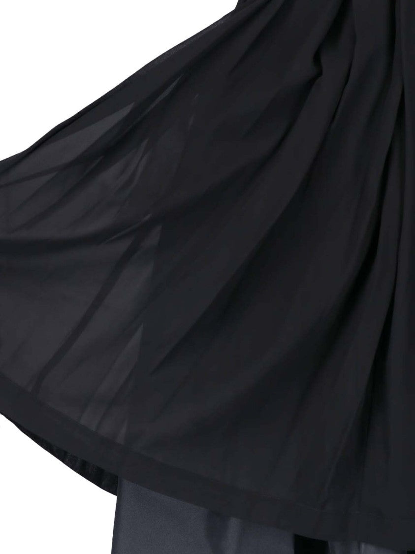 Comme Des Garçons Layered Black Midi Skirt With Elastic High Waist