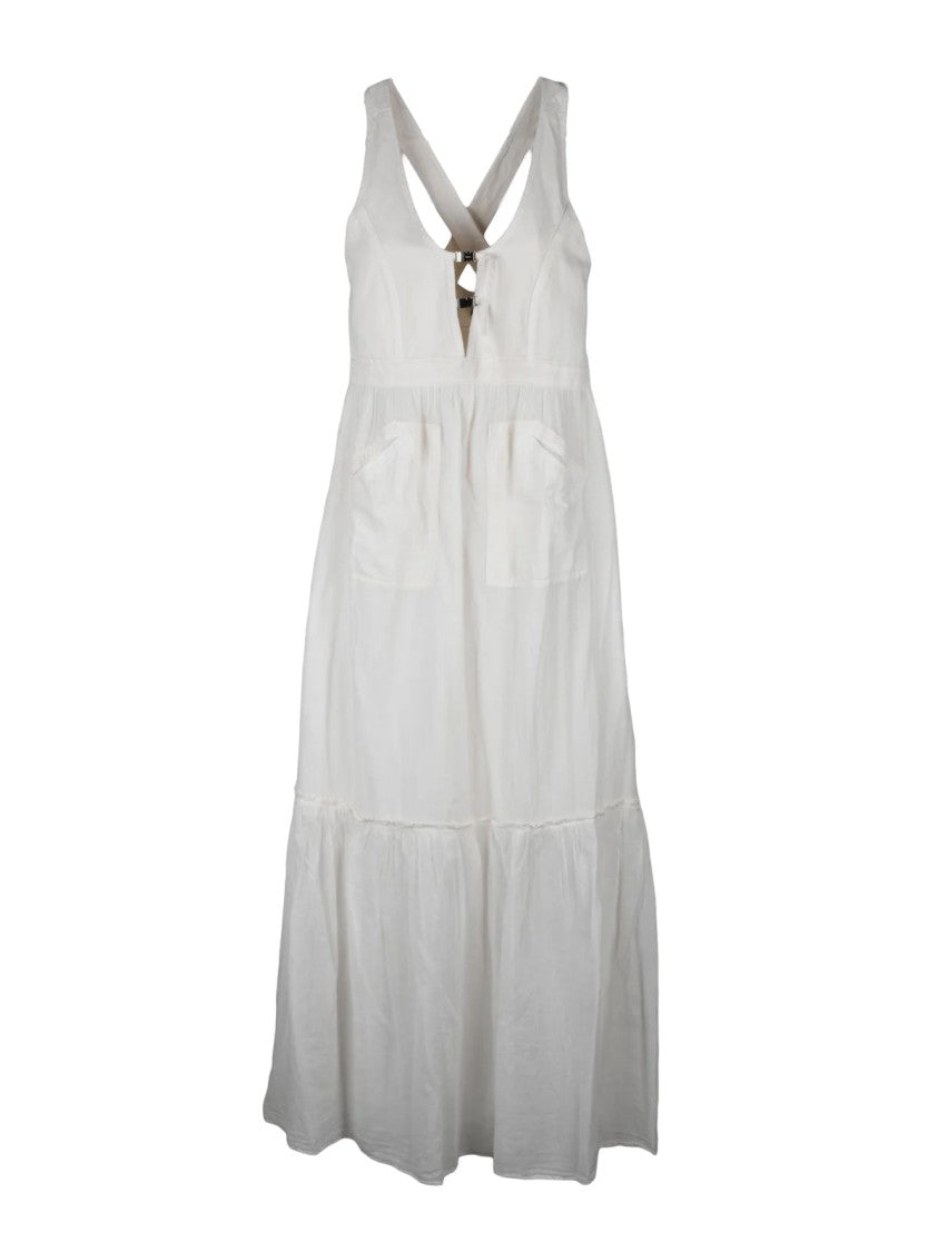 Pinko White Lester Gauzed Long Dress
