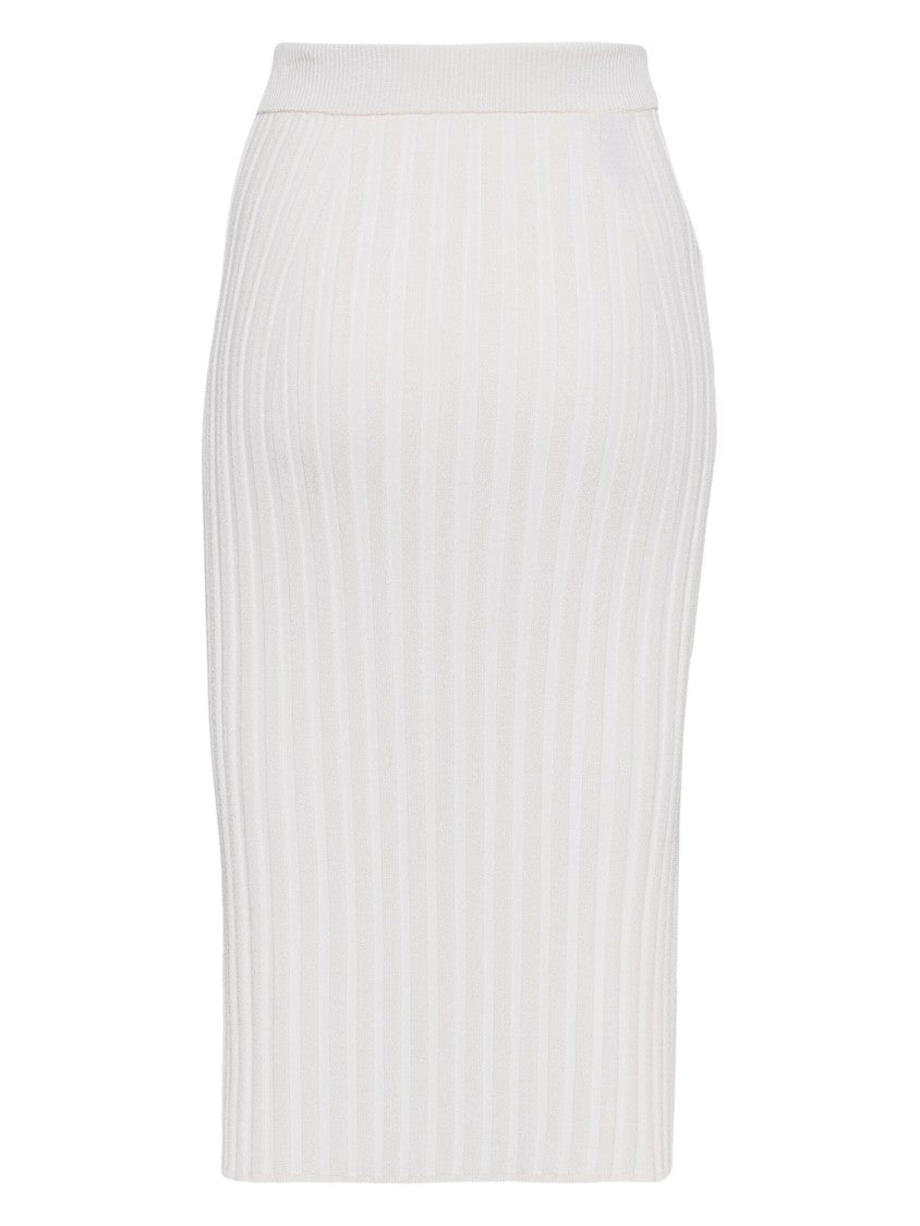 Joseph Knee-Length Satiny Ribbed Skirt With Comfortable Waistband
