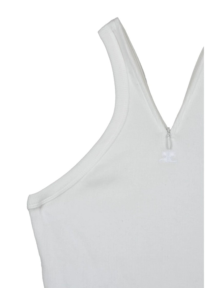 Courrèges White Cotton-Blend Zipper Top