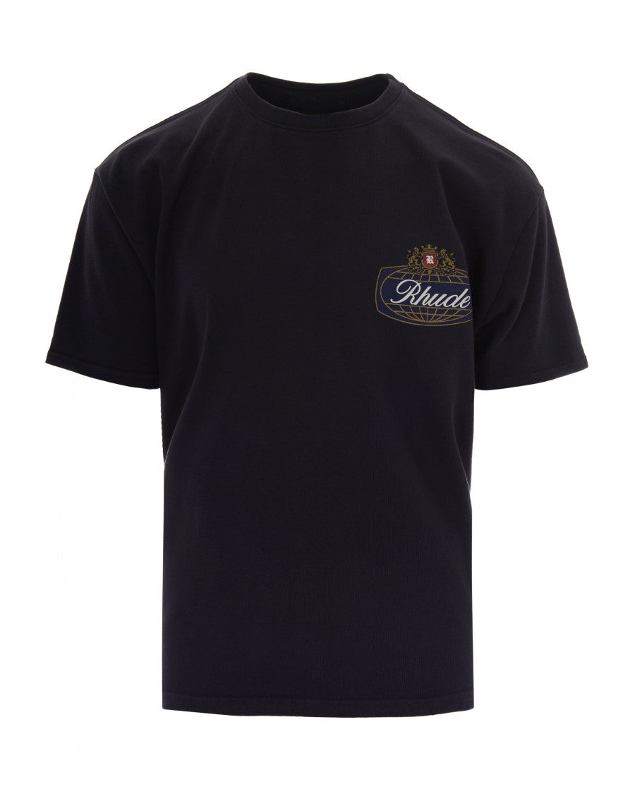 Rhude Washed Vintage Black Safari Crest Cotton T-Shirt
