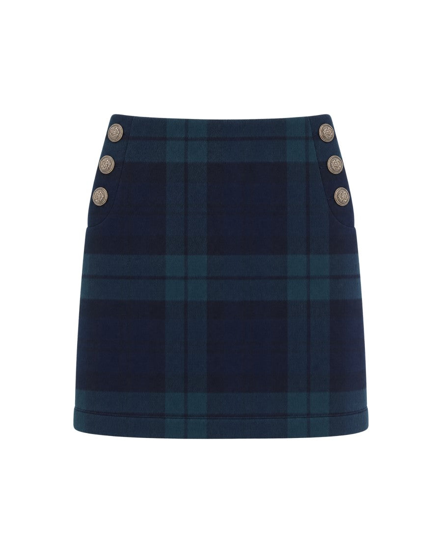 Liu Jo Straight Mini Skirt In Brushed Blue And Green Tartan