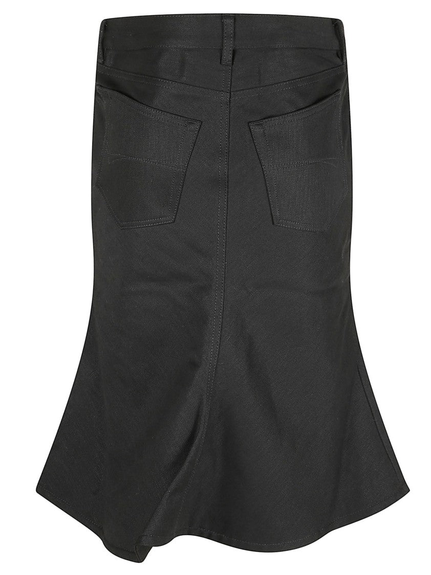 Balenciaga Mid-Rise Black Denim Skirt With Godet Hem