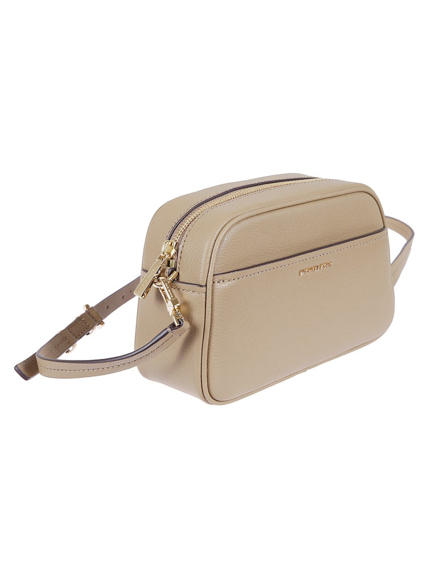 Michael Kors Husk-Hued Hammered Leather Shoulder Bag With Gold-Tone Accents