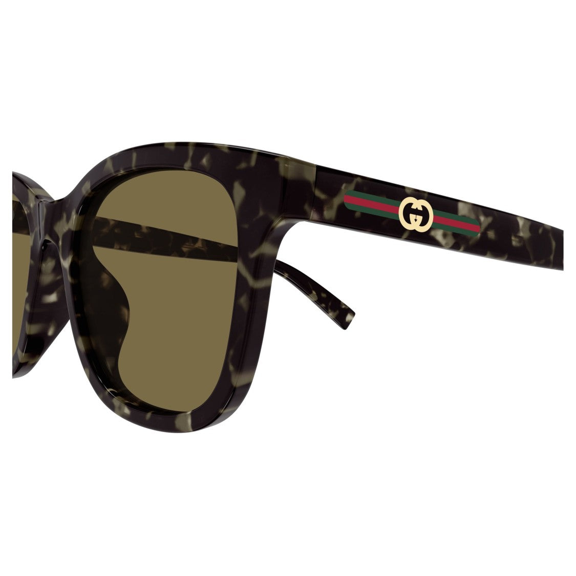Gucci Tortoiseshell Square Frame Sunglasses With Signature Stripe Detail