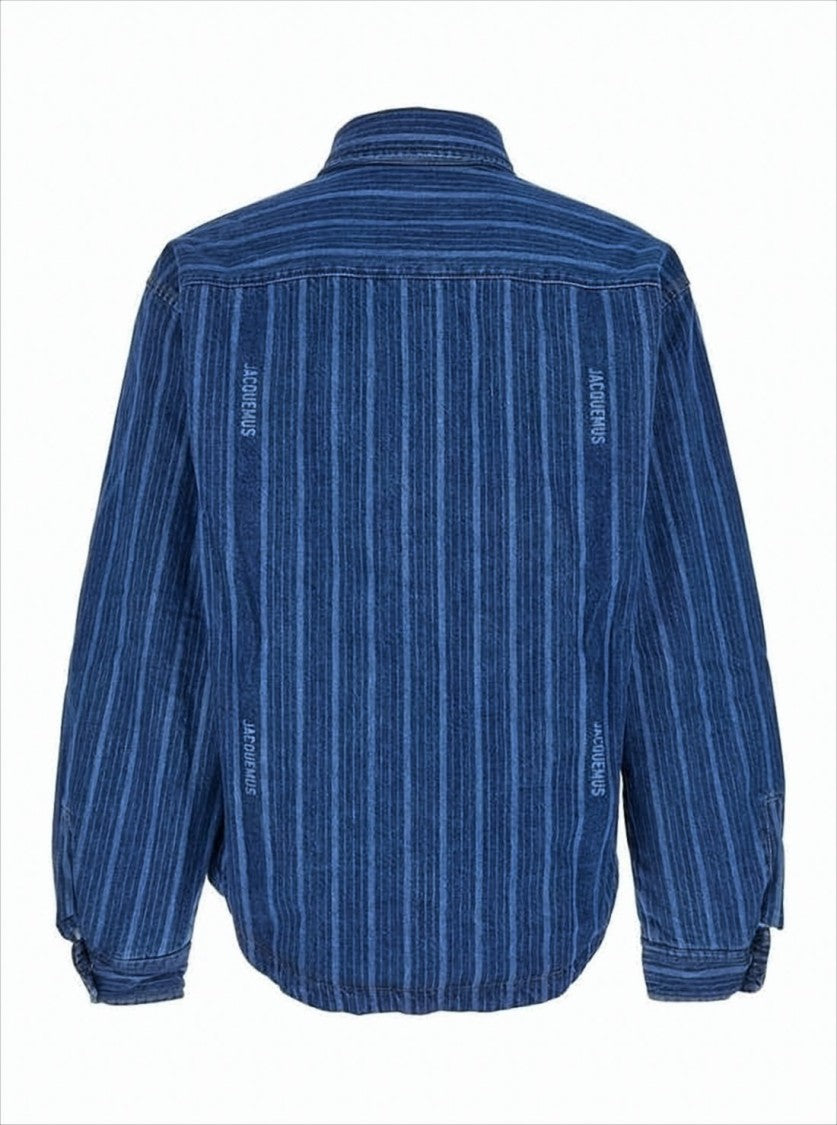 Jacquemus Relaxed-Fit Denim Shirt With Vertical Stripes