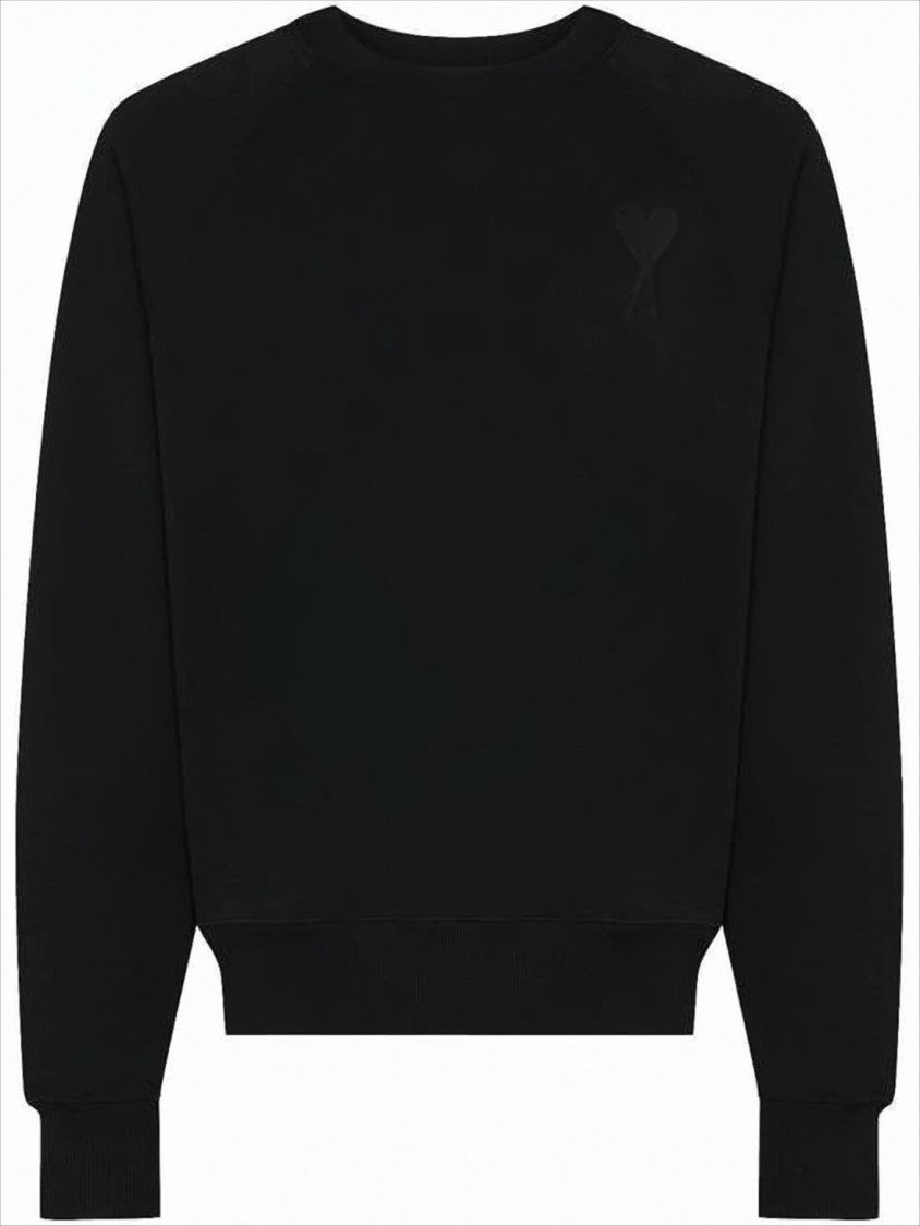Ami Long-Sleeve Crewneck Sweatshirt With Embroidered Heart Logo