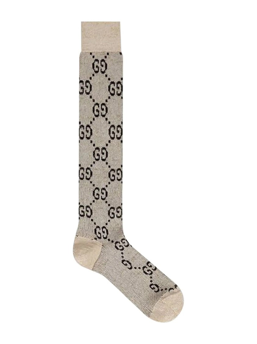 Gucci Gg Logo Lame Long Socks