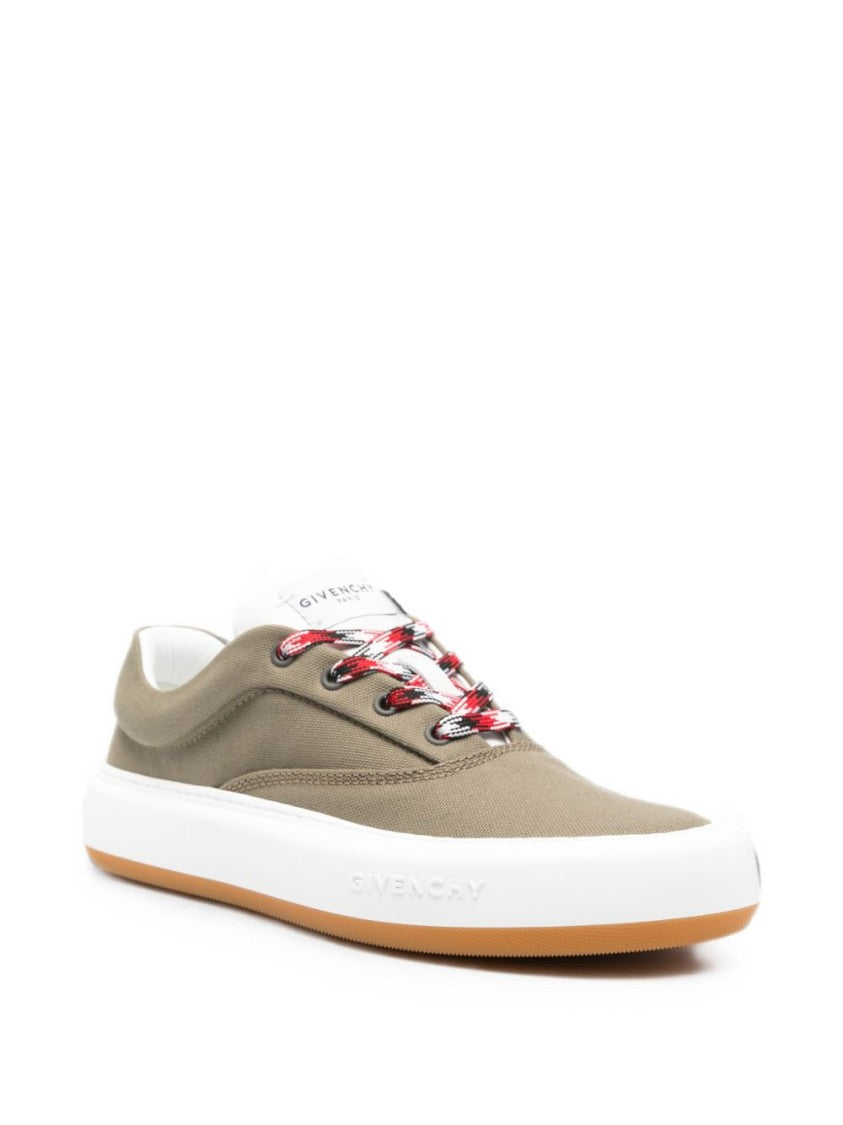 Givenchy Olive Muted Canvas Multicolored Laces Sneakers