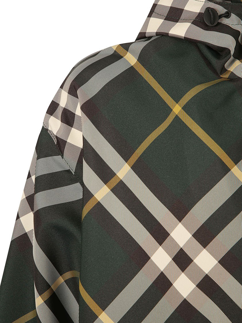 Burberry Plaid Hooded Coat With Zip Closure