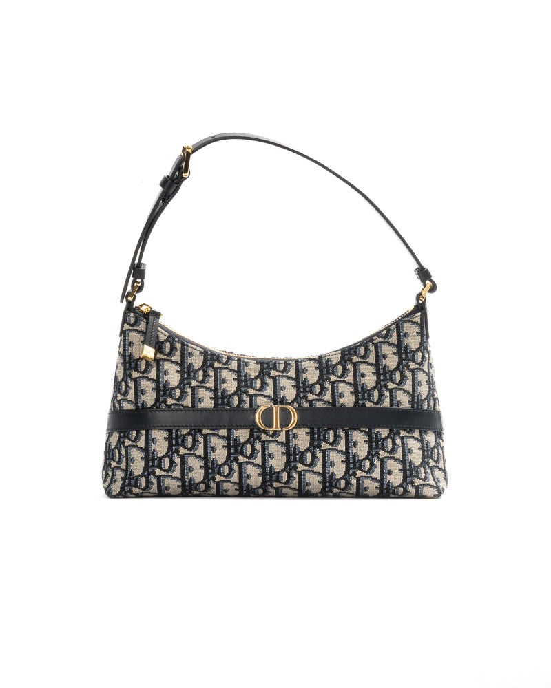 Dior Montaigne Mini Jacquard Hobo 30 In Blue