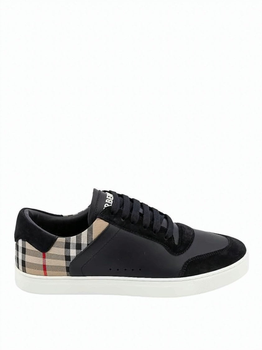 Burberry Calf Leather And Suede Check Sneakers