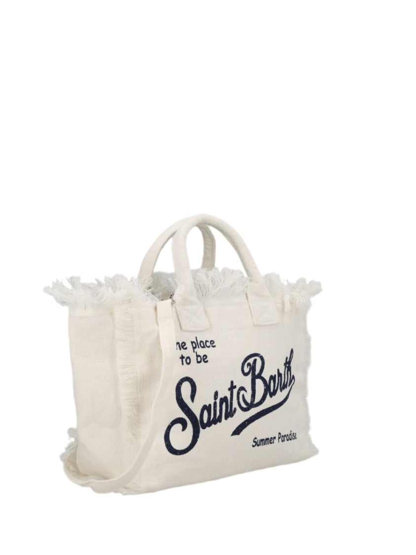 Mc2 Saint Barth Off-White Frayed Edges Handbag