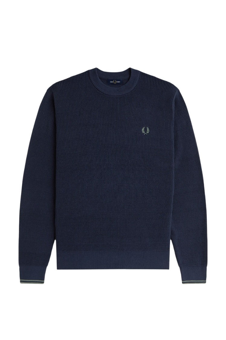 Fred Perry Textured Knit Sweater With Crew Neck