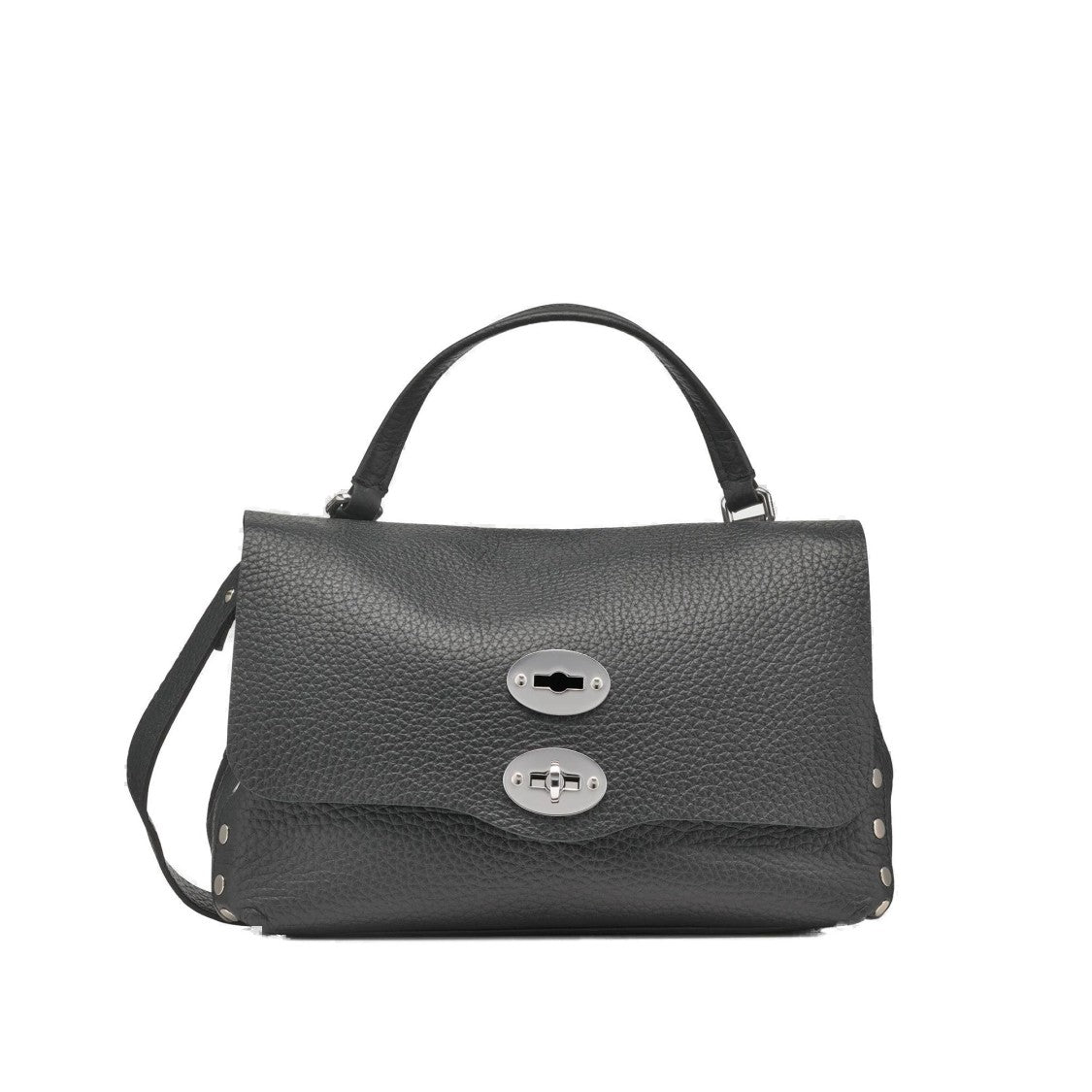 Zanellato Structured Black Calf Leather Shoulder Bag