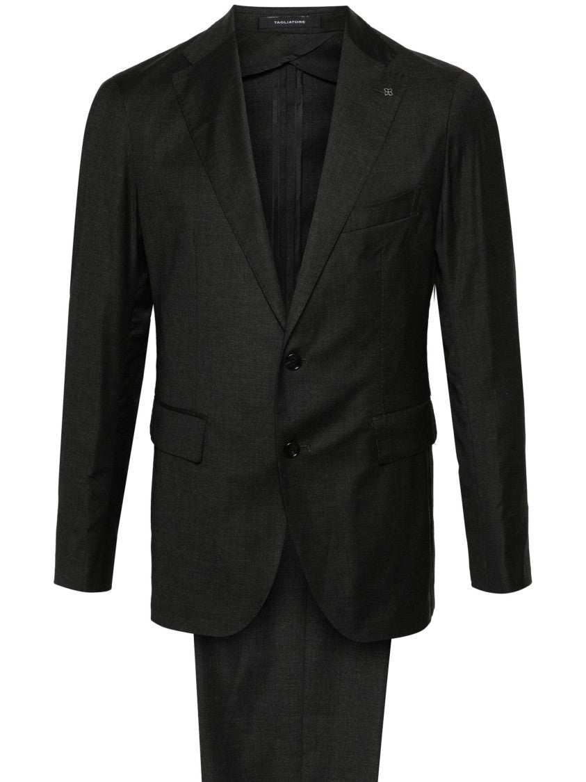 Tagliatore Tailored Grey Suit With Notch Lapels