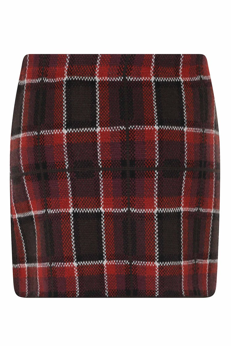 Guest In Residence Red Wrap-Around Tartan Wool-Blend Mini Skirt