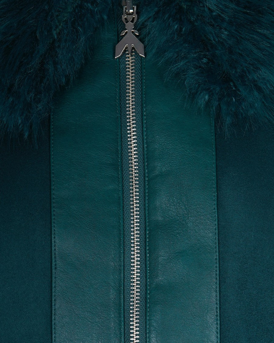 Patrizia Pepe Deep Green Reversible Short Fluffy Jacket