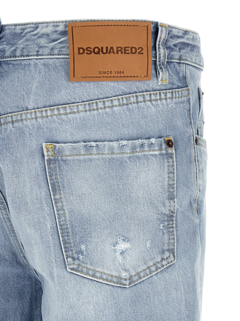 Dsquared2 Light Wash Vintage-Effect Denim Jeans With Contrast Stitching