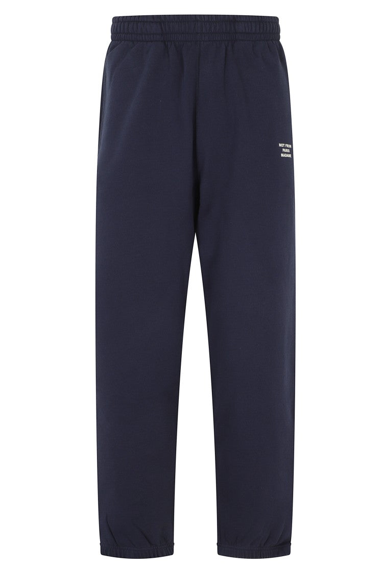Drôle De Monsieur Blue Slogan Fleece Cotton Sweatpants