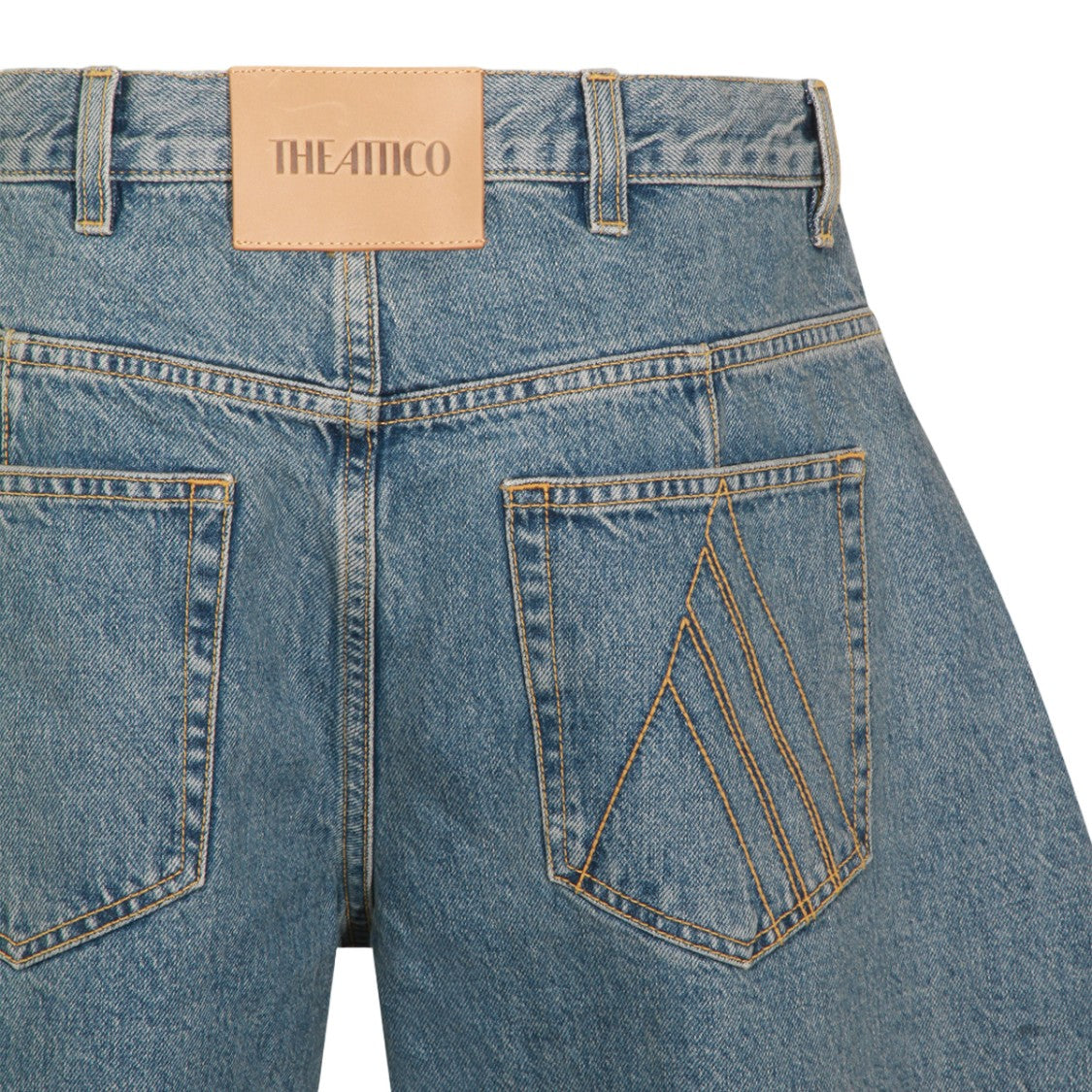 The Attico Wide-Leg High-Waisted Denim Jeans With Contrast Stitching