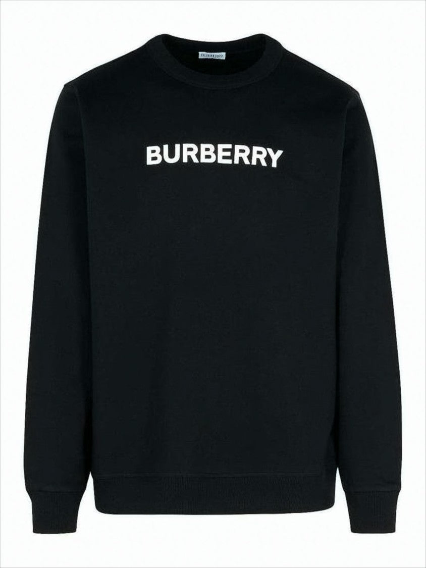Burberry Crewneck Sweatshirt With Bold Logo In Solid Black