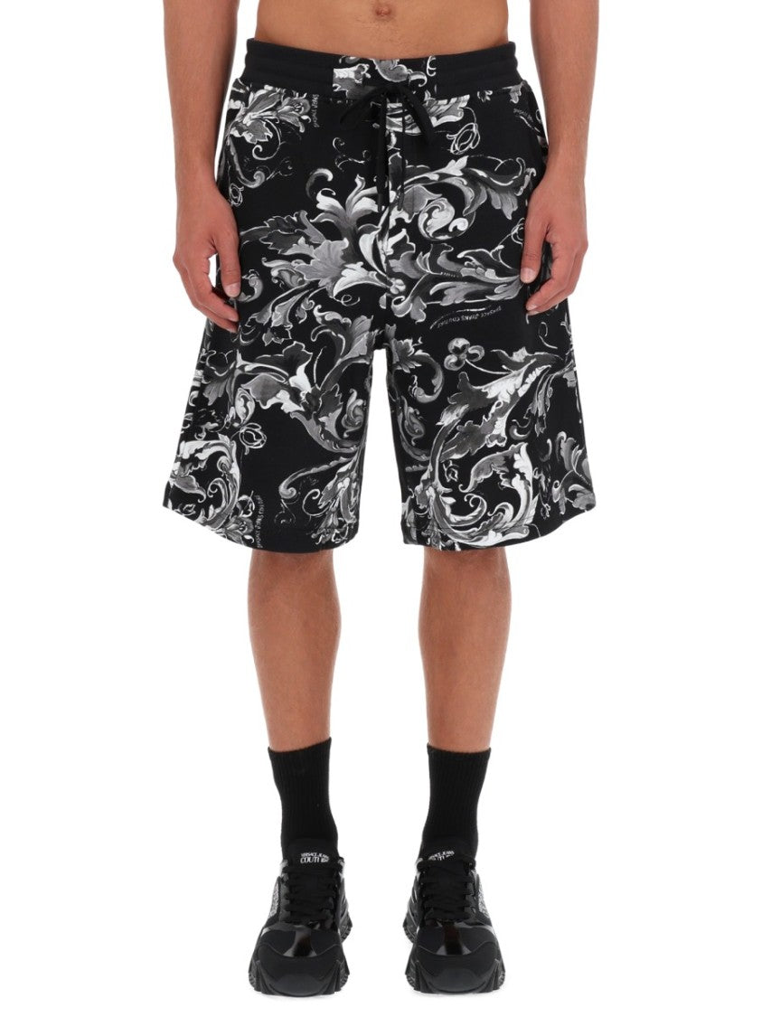Versace Jeans Couture Baroque Patterned Cotton Shorts
