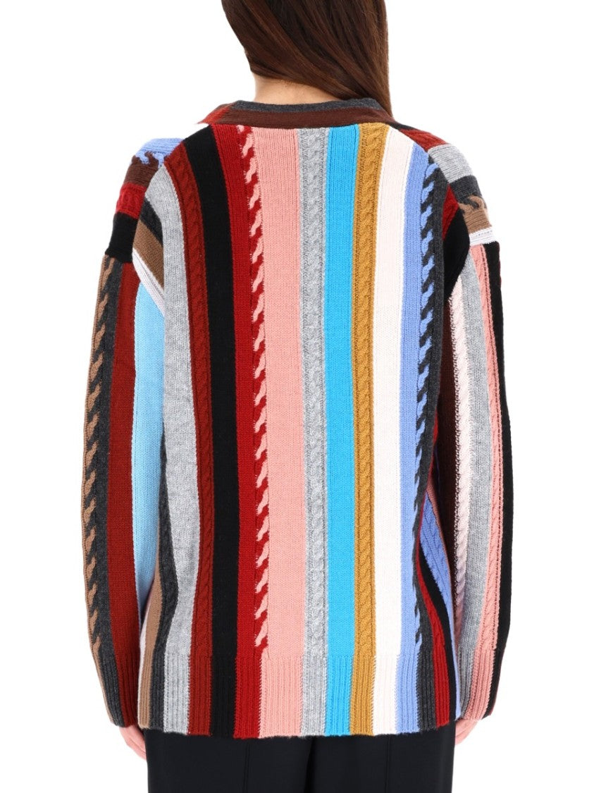 Paul Smith Cable Knit Vertical Stripe Cardigan