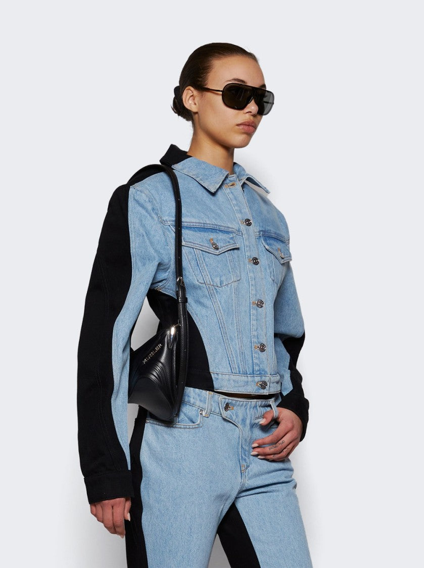 Mugler Small Embossed Spiral Curve 01 Shoulder Bag Black