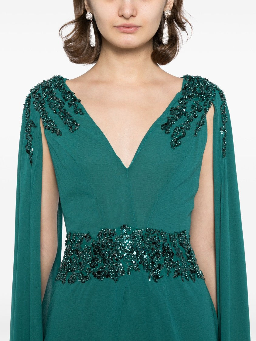 Saiid Kobeisy Crepe Dress With Cape