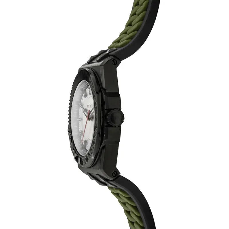 Versace Chain Reaction Swiss-Made Quartz Watch With Luminous Dial And Silicone Strap