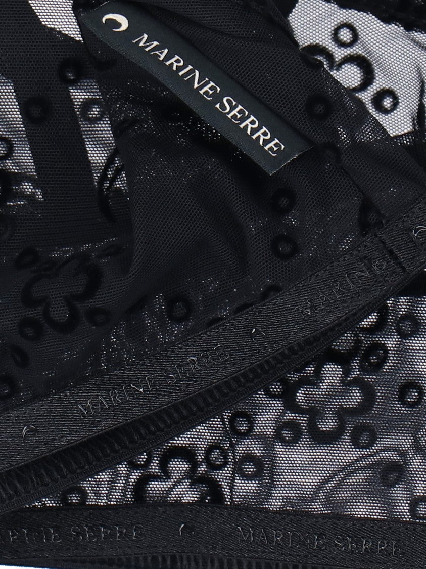 Marine Serre Black Moonogram Logo Detailing Bralette